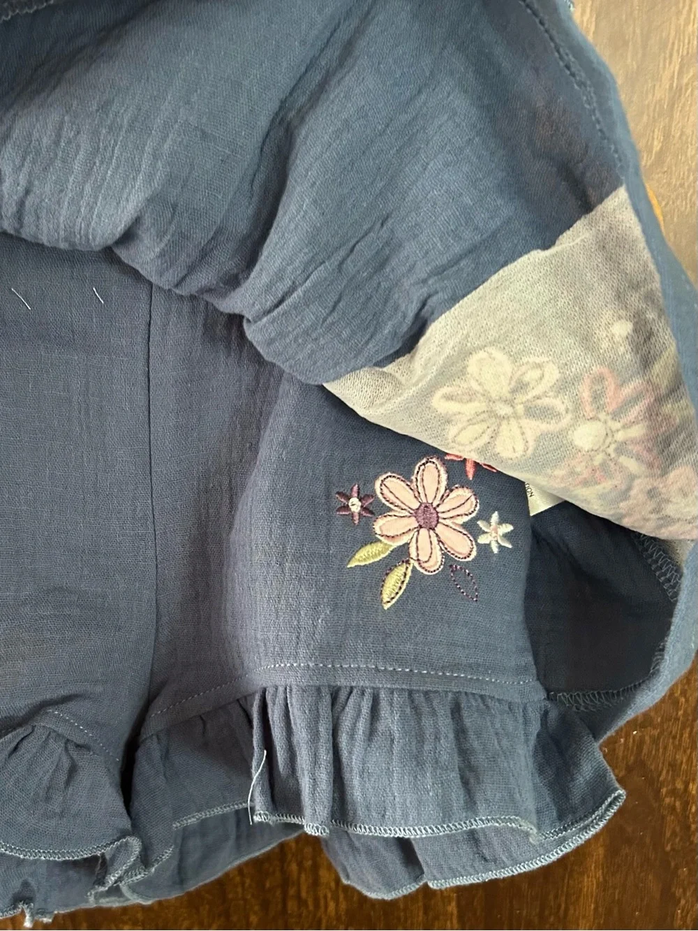 Baby Essentials Blue Gauzy Two Piece Outfit Flower Appliqués Summer Outfit 18 Mo